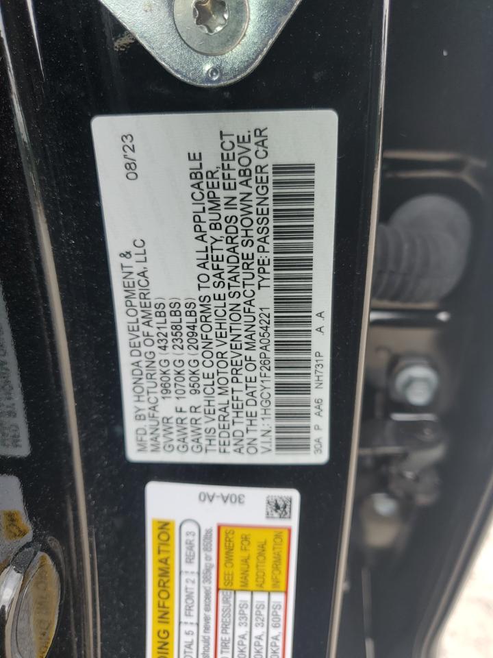 2023 HONDA ACCORD LX VIN:1HGCY1F26PA054221