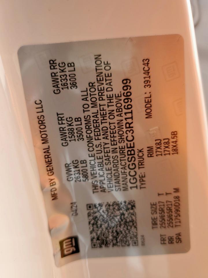 2024 CHEVROLET COLORADO  VIN:1GCGSBEC3R1169699