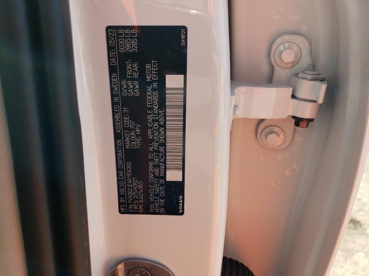 2024 VOLVO XC90 PLUS VIN:YV4062JE4R1154350