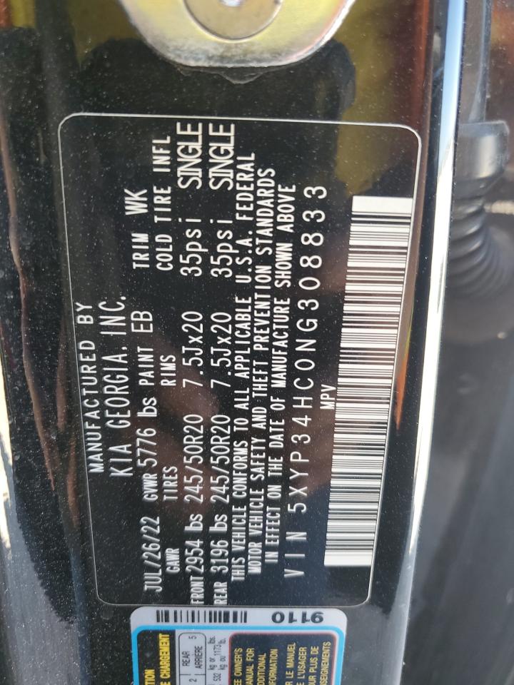 2022 KIA TELLURIDE EX VIN:5XYP34HC0NG308833