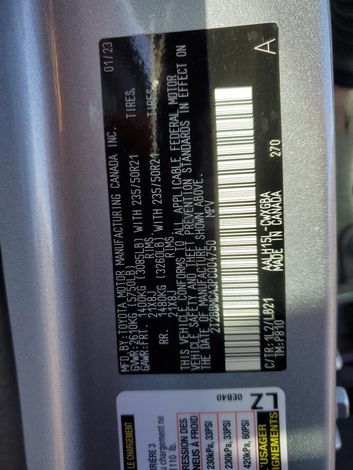 2023 LEXUS RX 350H BASE VIN:2T2BBMCA3PC004750