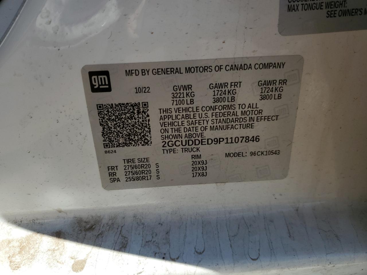 2023 CHEVROLET SILVERADO K1500 LT VIN:2GCUDDED9P1107846