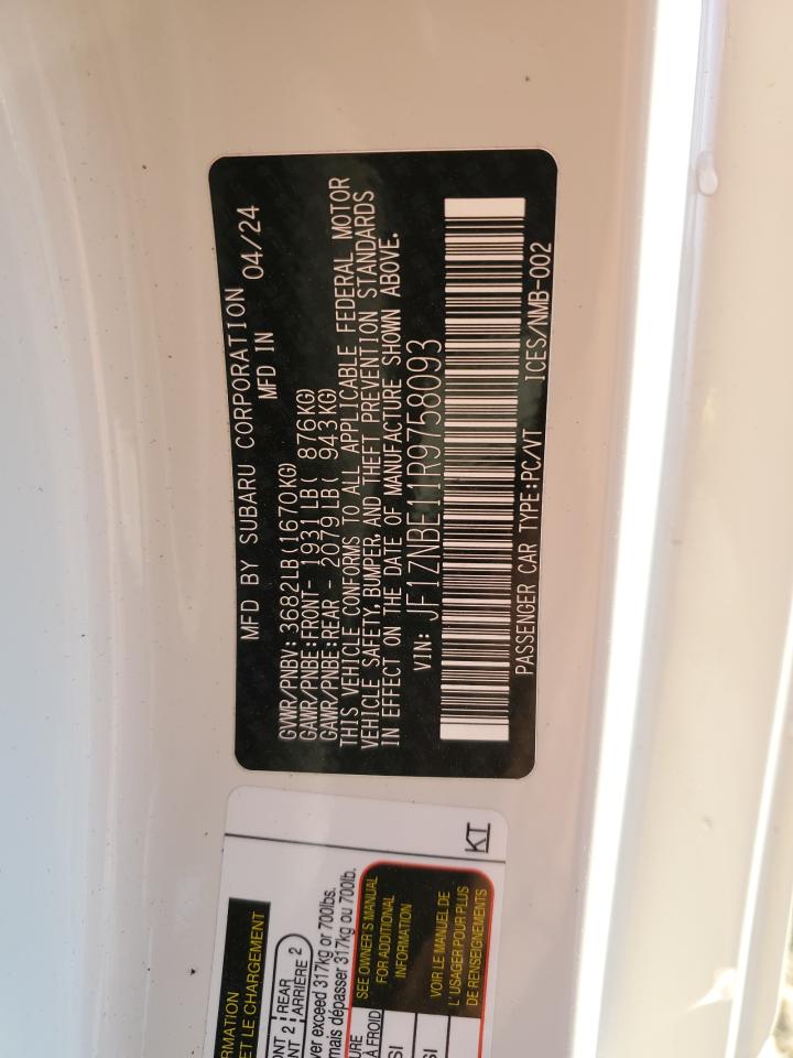 2024 TOYOTA GR 86 PREMIUM VIN:JF1ZNBE11R9758093