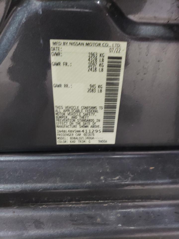2022 NISSAN ALTIMA S VIN:1N4BL4BV5NN411295