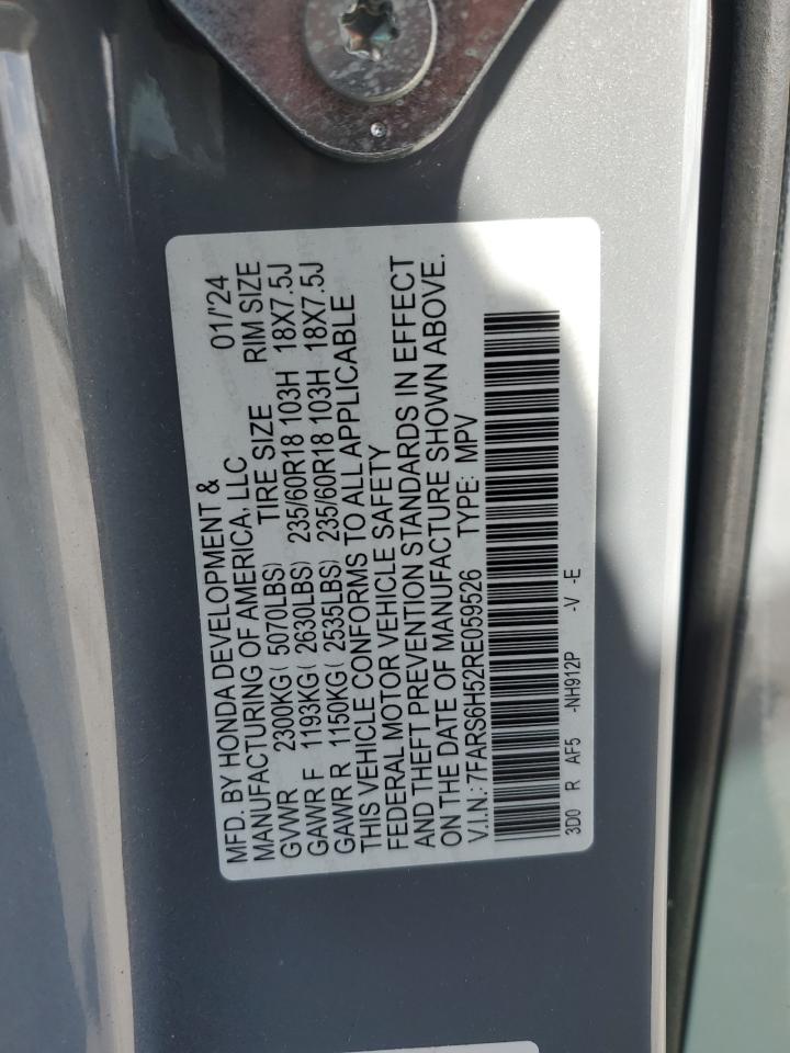 2024 HONDA CR-V SPORT VIN:7FARS6H52RE059526