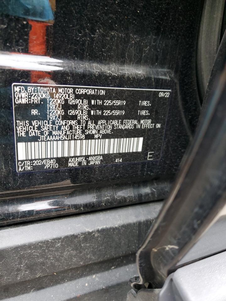 2022 TOYOTA VENZA LE VIN:JTEAAAAH5NJ114598