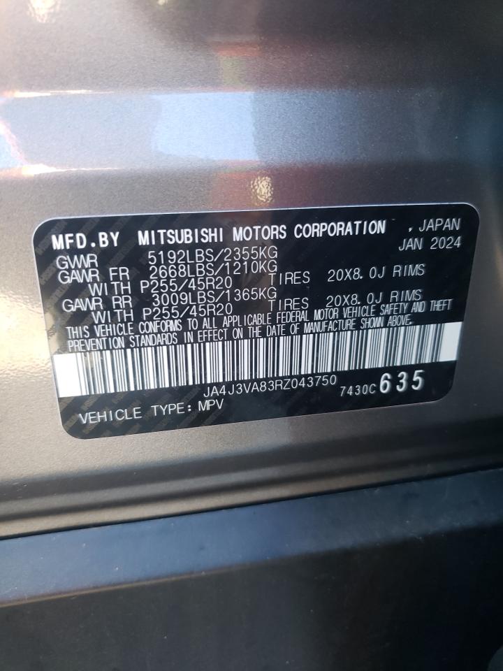 2024 MITSUBISHI OUTLANDER SE VIN:JA4J3VA83RZ043750