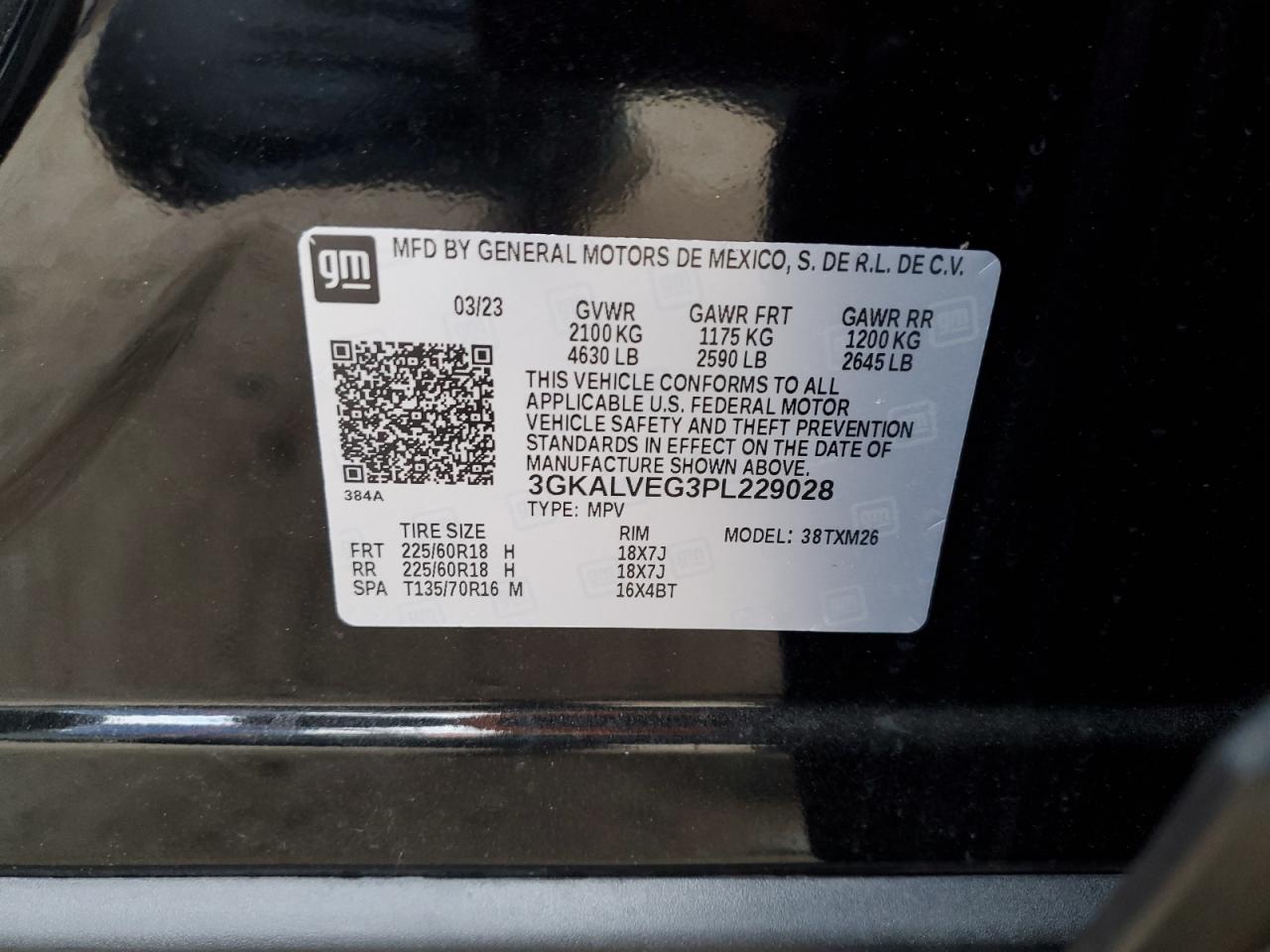 2023 GMC TERRAIN SLT VIN:3GKALVEG3PL229028