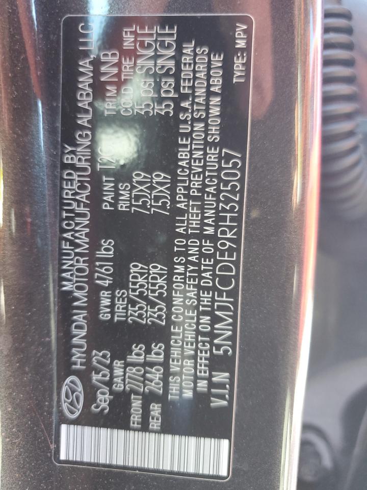 2024 HYUNDAI TUCSON SEL VIN:5NMJFCDE9RH325057