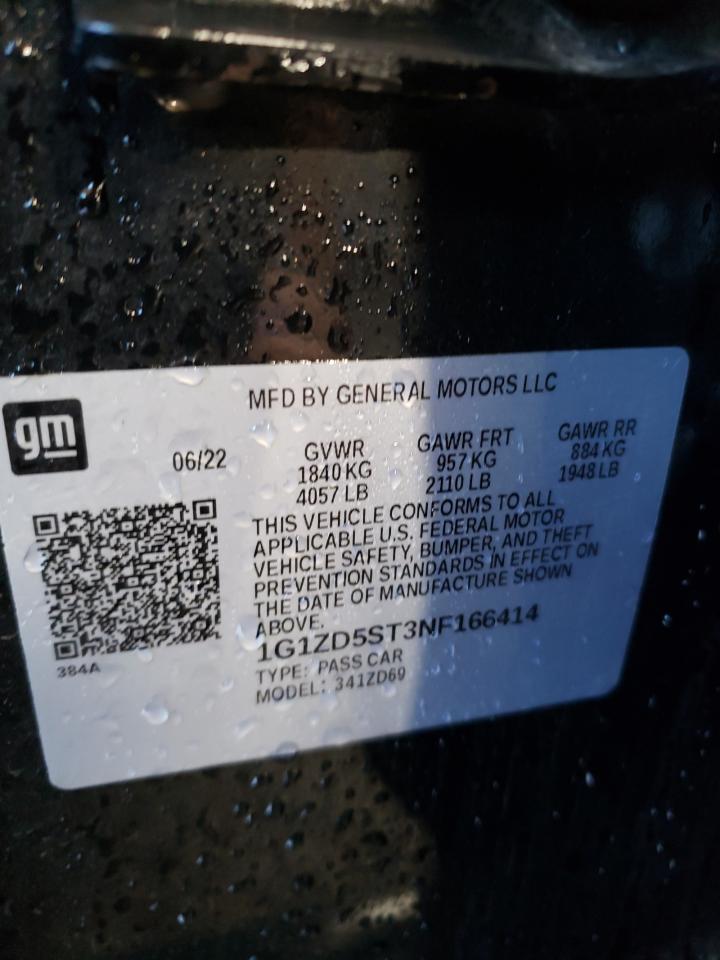 2022 CHEVROLET MALIBU LT VIN:1G1ZD5ST3NF166414