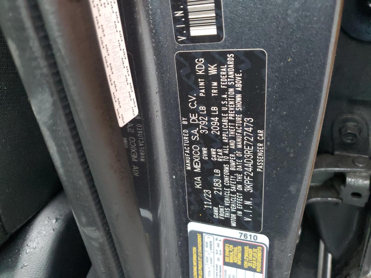 2024 KIA FORTE LX VIN:3KPF24AD3RE727473