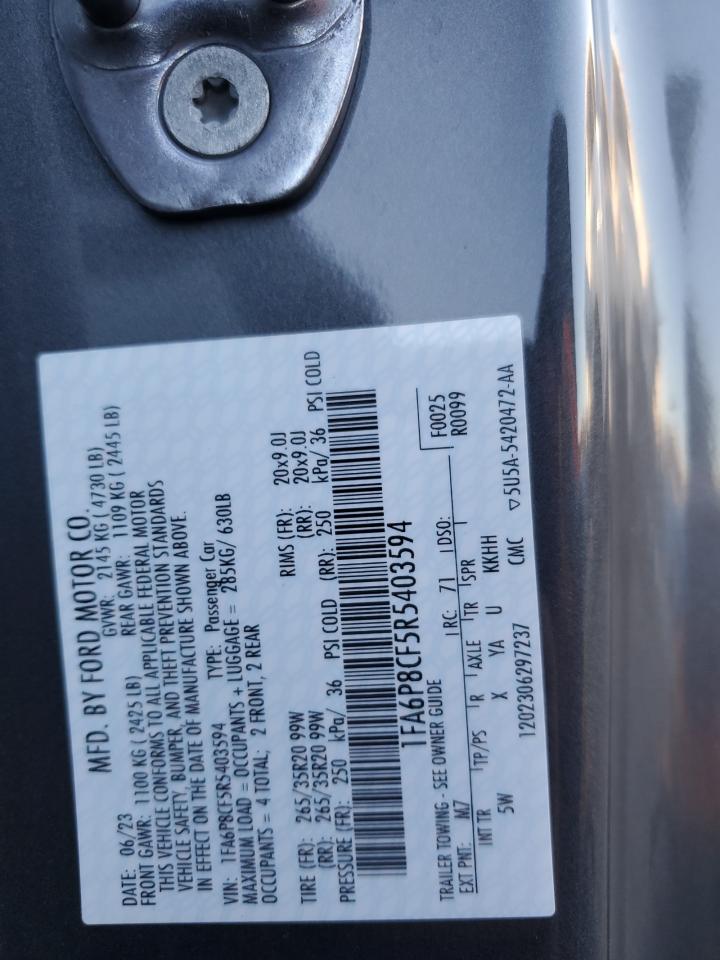 2024 FORD MUSTANG GT VIN:1FA6P8CF5R5403594