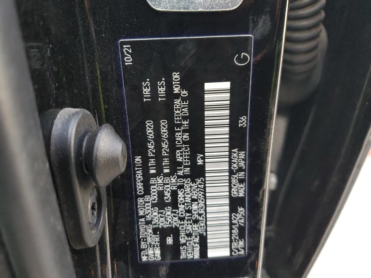 2022 TOYOTA 4RUNNER LIMITED VIN:JTEKU5JR3N5997475