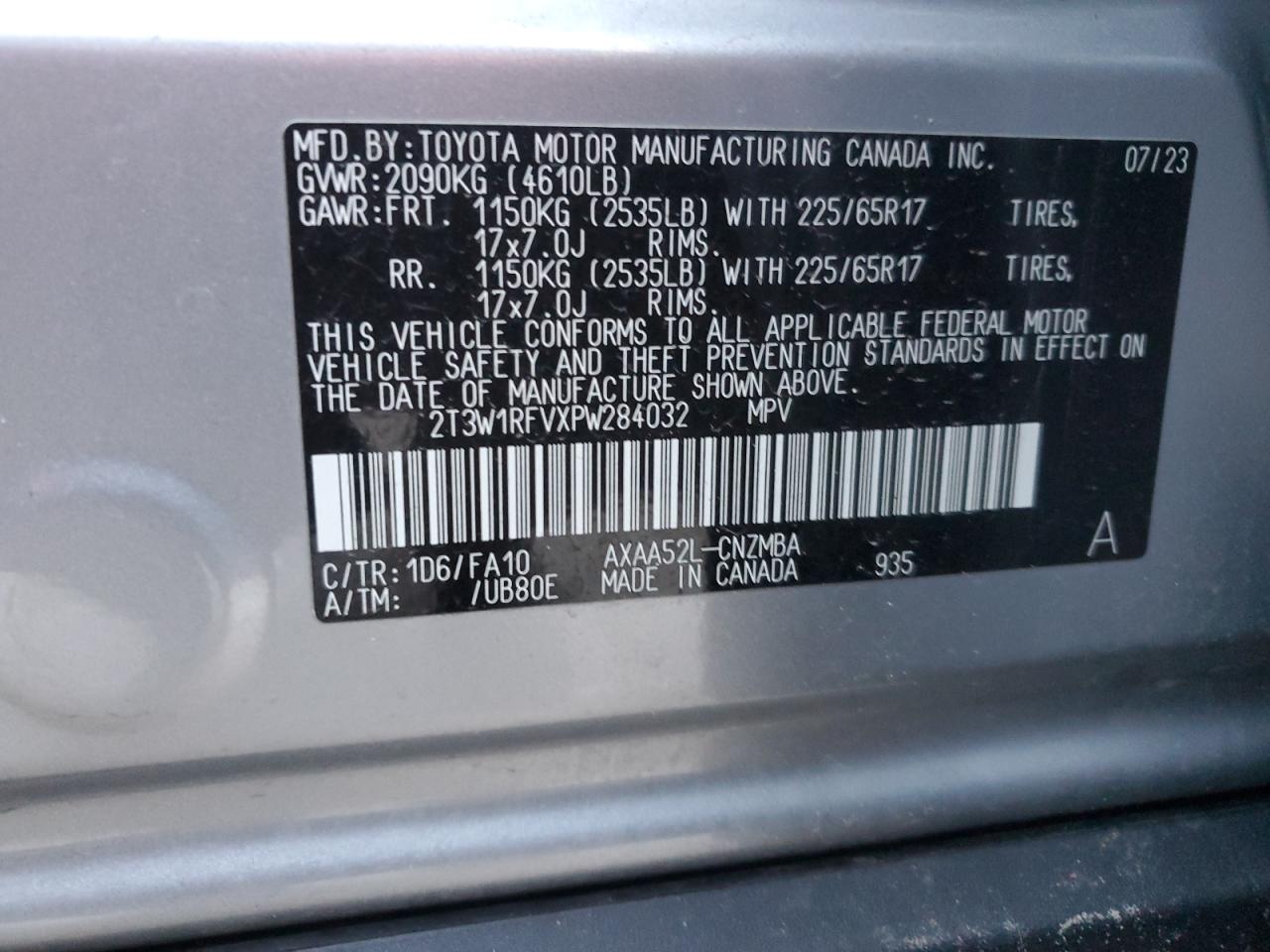 2023 TOYOTA RAV4 XLE VIN:5NPEB4AC7BH014466