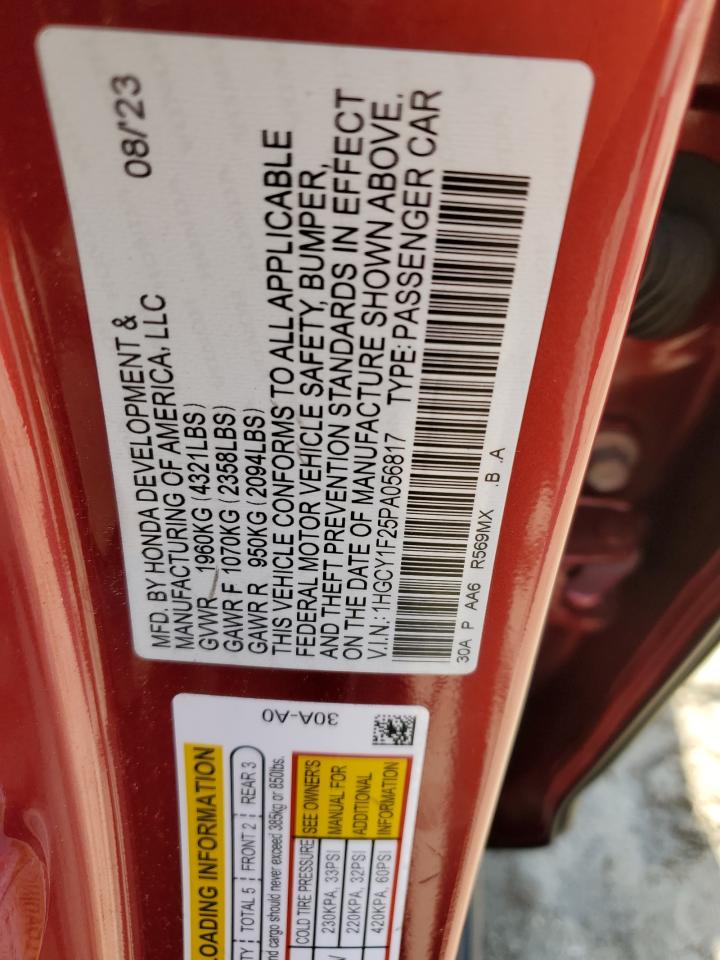2023 HONDA ACCORD LX VIN:1HGCY1F25PA056817