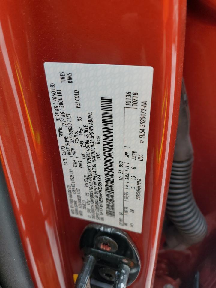 2023 FORD F150 SUPERCREW VIN:1FTFW1E85PKD68184