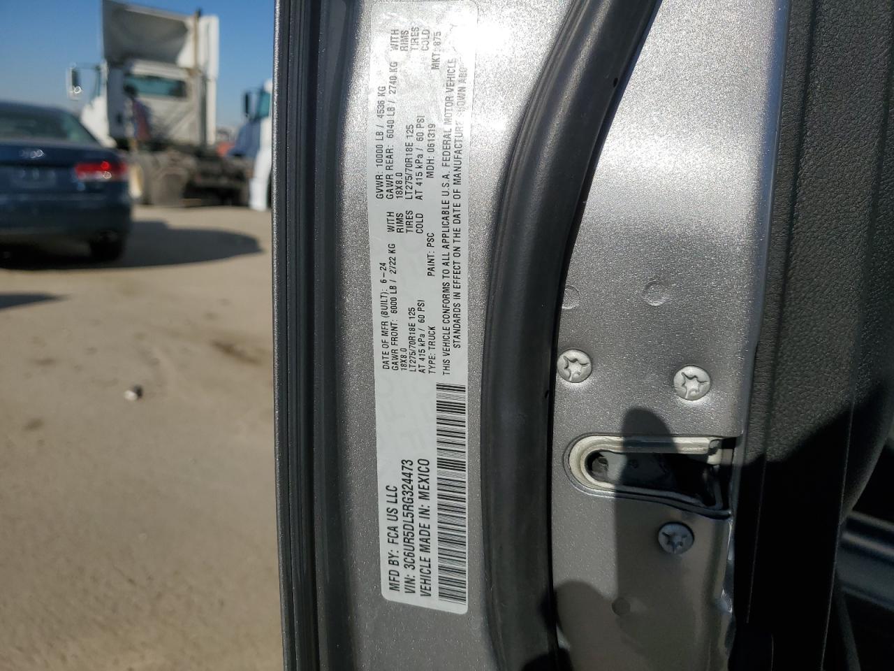 2024 RAM 2500 BIG HORN VIN:3C6UR5DL5RG324473