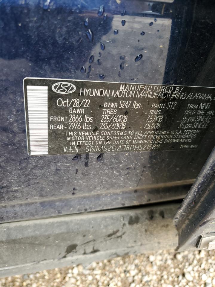 2023 HYUNDAI SANTA FE SEL VIN:5NMS2DAJ8PH521589