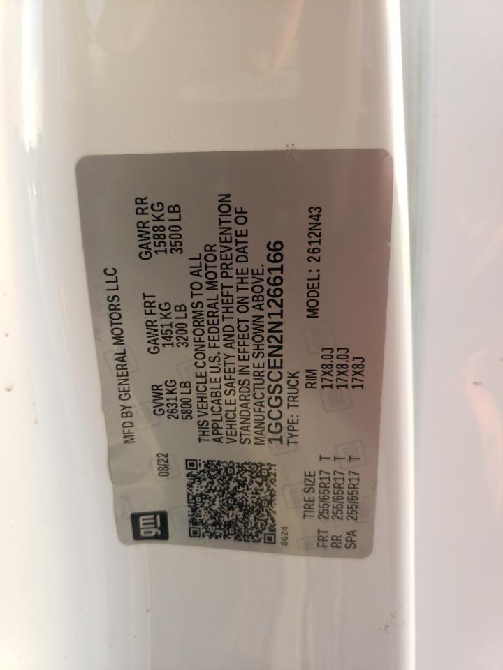 2022 CHEVROLET COLORADO LT VIN:1GCGSCEN2N1266166