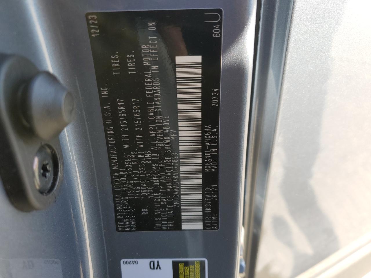 2024 TOYOTA COROLLA CROSS LE VIN:7MUCAAAG4RV077823