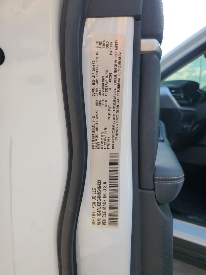 2022 JEEP GRAND CHEROKEE L LIMITED VIN:1C4RJKBG4N8546433