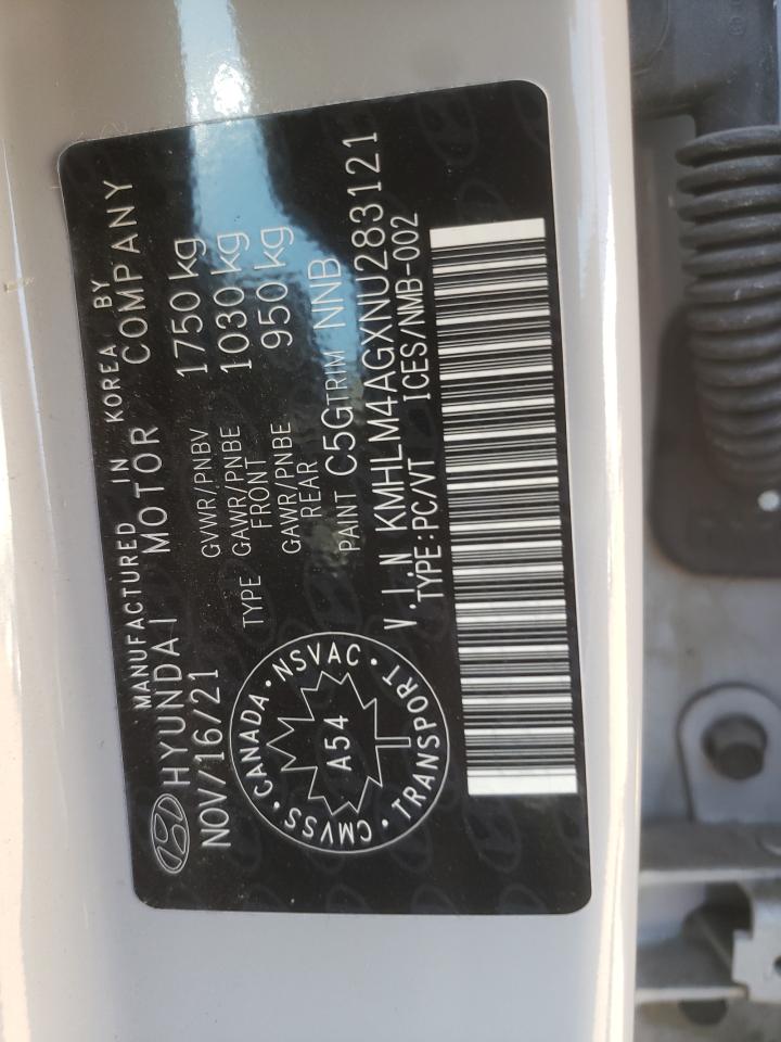 2022 HYUNDAI ELANTRA SEL VIN:KMHLM4AGXNU283121