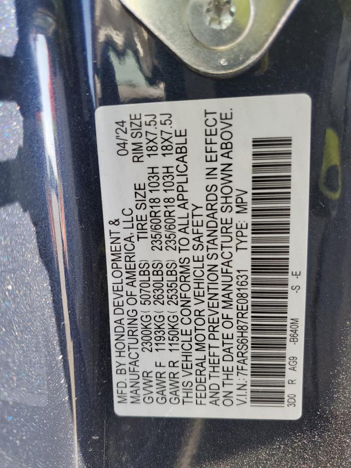 2024 HONDA CR-V SPORT-L VIN:7FARS6H87RE081631