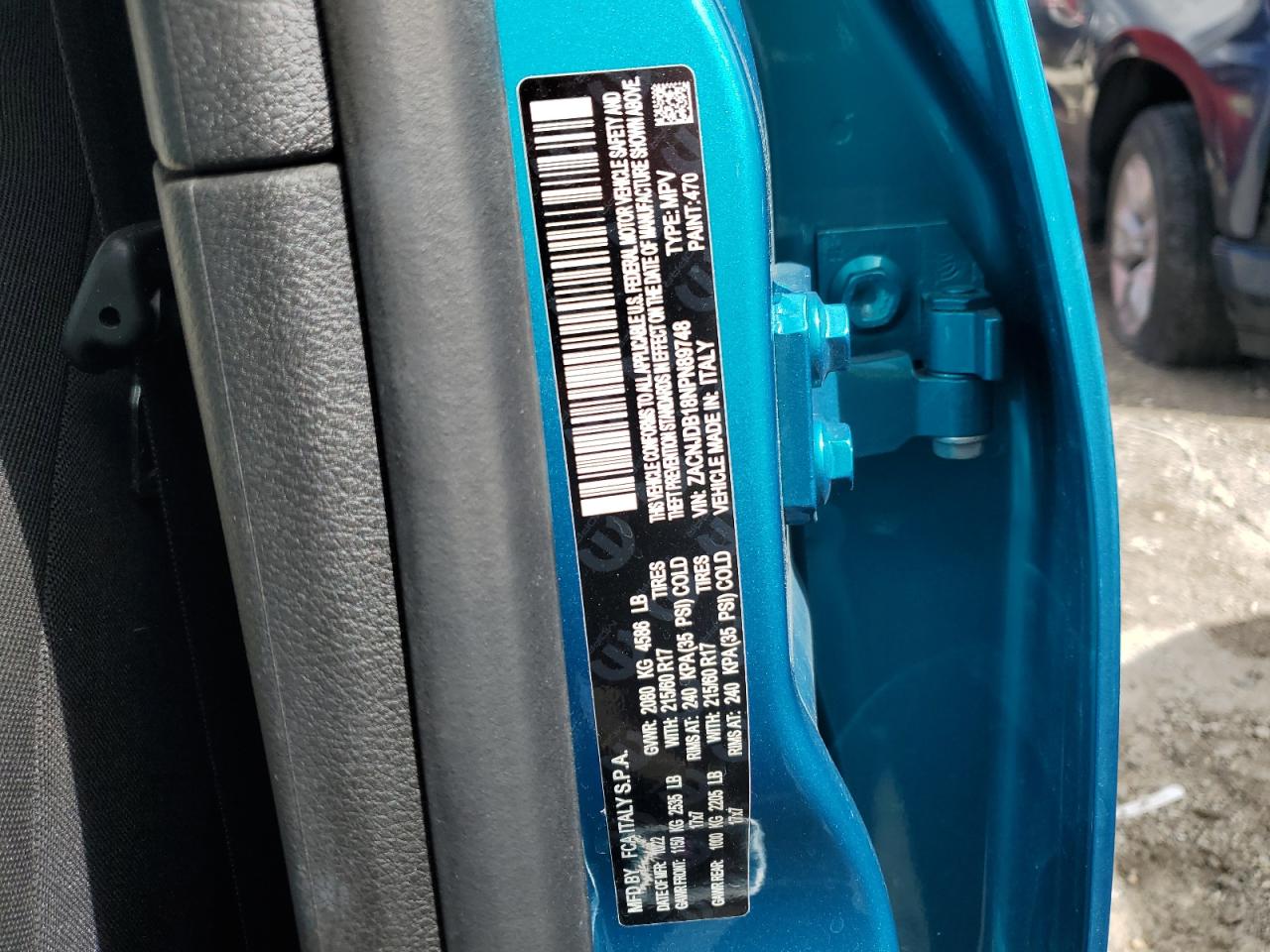 2022 JEEP RENEGADE LATITUDE VIN:ZACNJDB18NPN89748