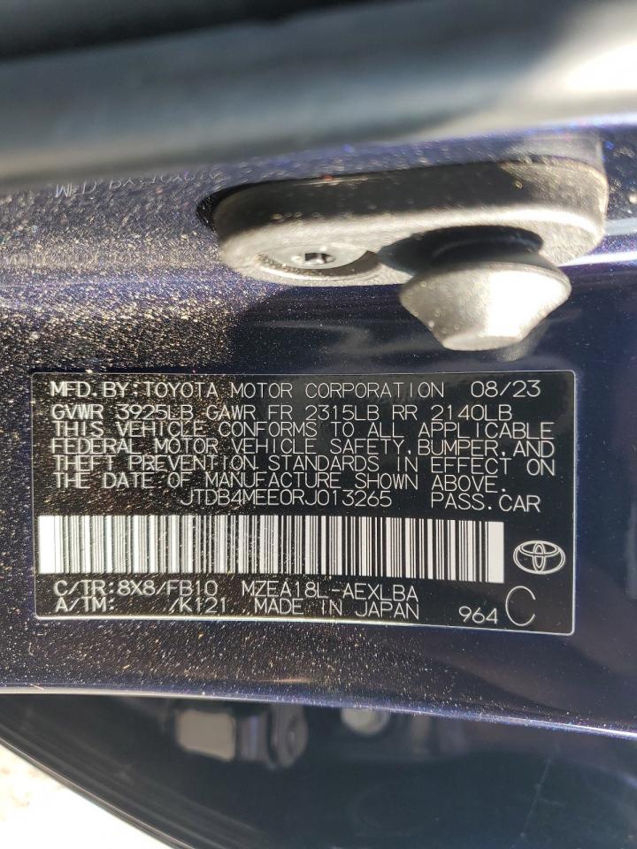 2024 TOYOTA COROLLA LE VIN:JTDB4MEE0RJ013265