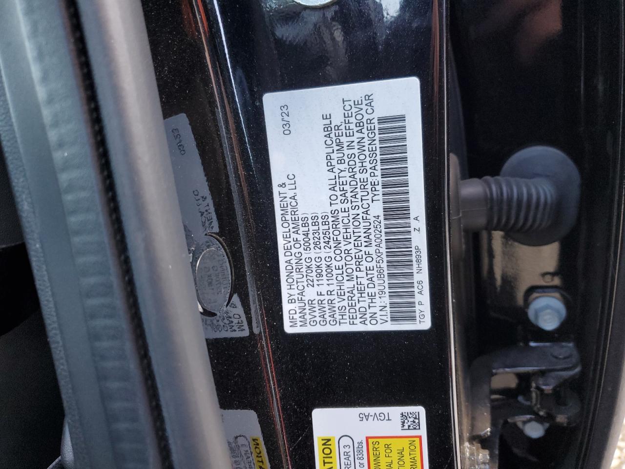 2023 ACURA TLX A-SPEC VIN:NM0LS7E24K1421112