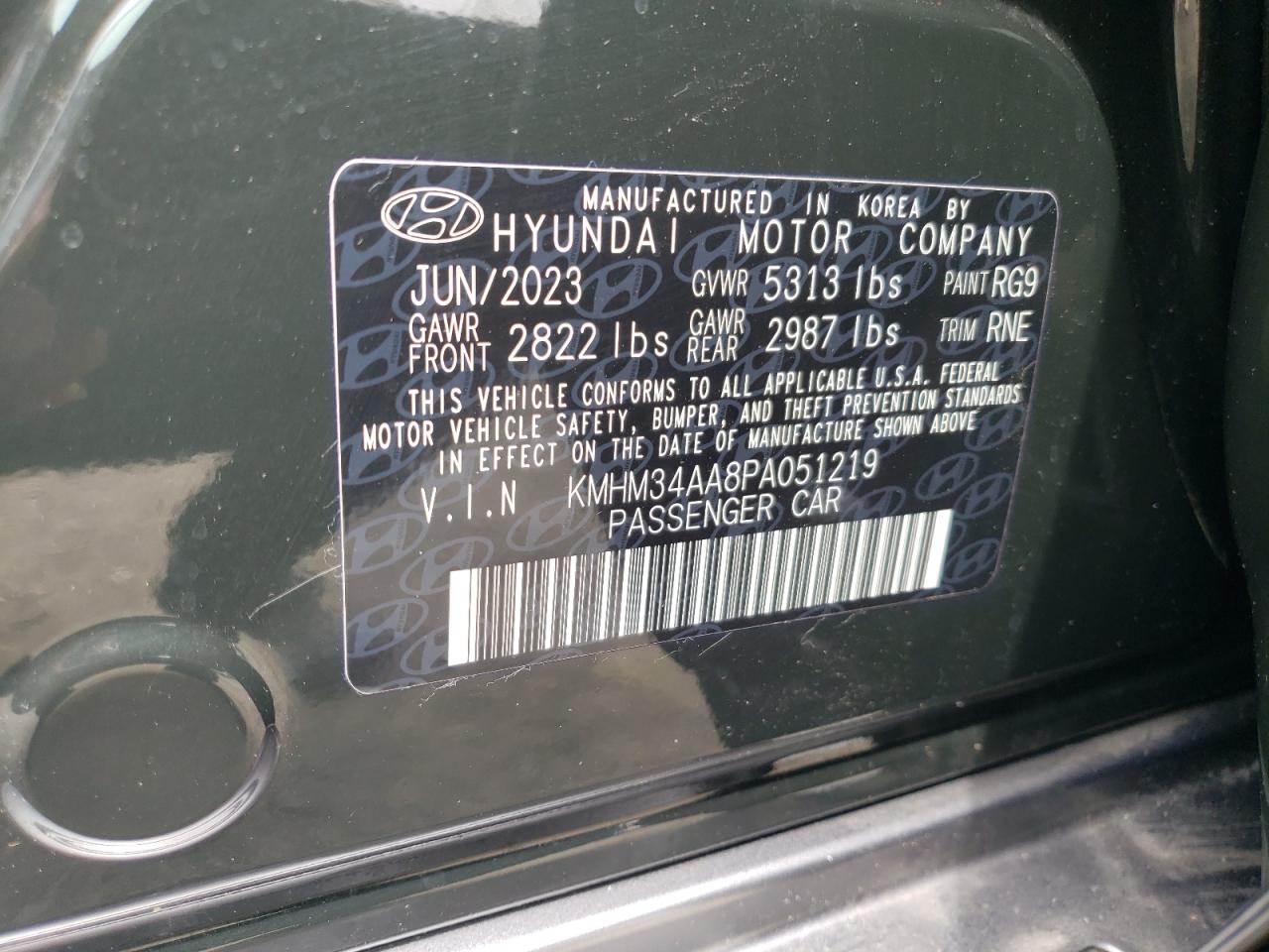 2023 HYUNDAI IONIQ 6 SEL VIN:KMHM34AA8PA051219