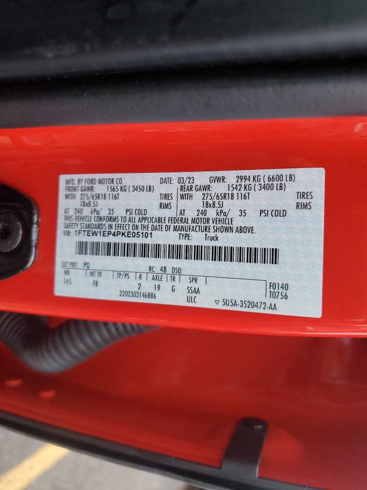 2023 FORD F150 SUPERCREW VIN:1FTEW1EP4PKE05101