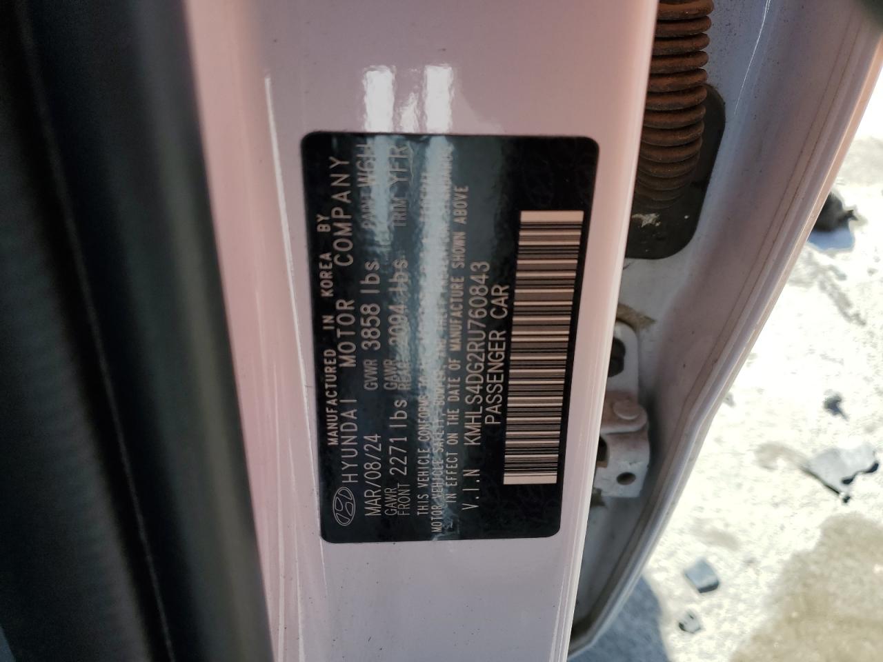 2024 HYUNDAI ELANTRA SEL VIN:KMHLS4DG2RU760843