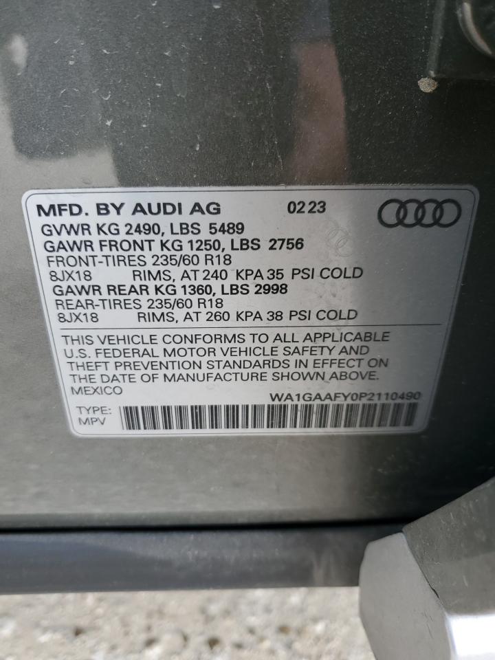 2023 AUDI Q5 PREMIUM 45 VIN:WA1GAAFY0P2110490