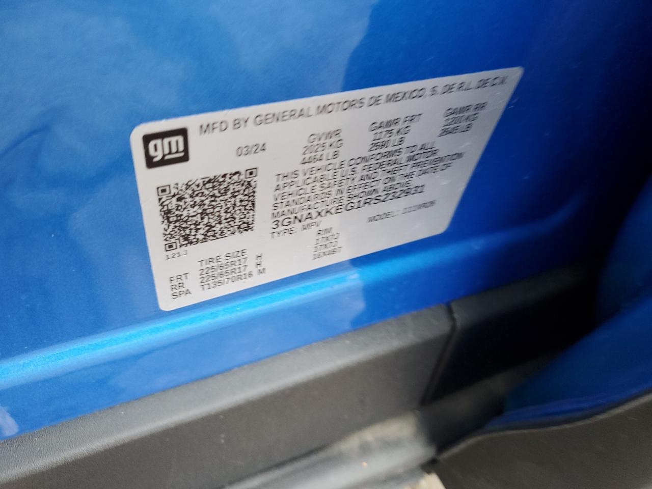 2024 CHEVROLET EQUINOX LT VIN:3GNAXKEG1RS232931