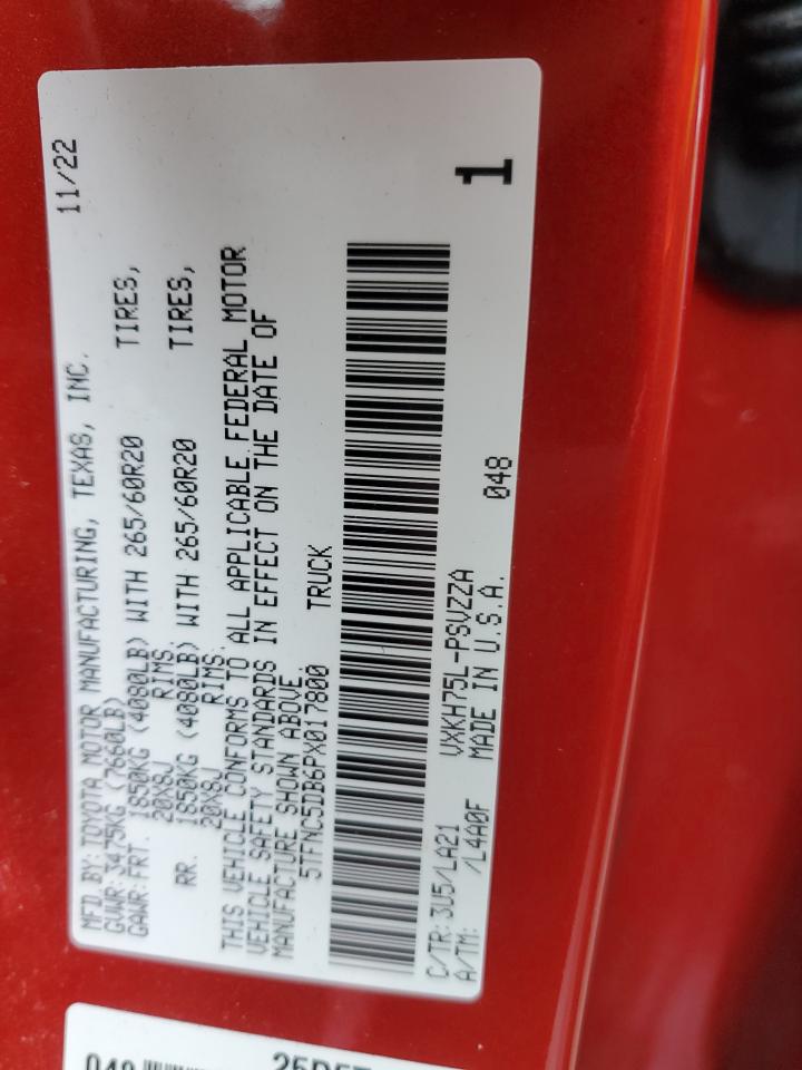 2023 TOYOTA TUNDRA CREWMAX PLATINUM VIN:5TFNC5DB6PX017800