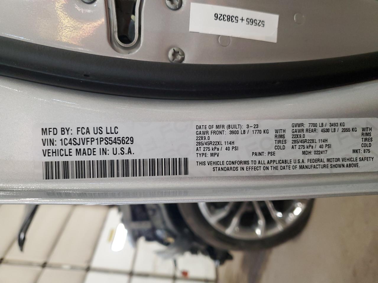 2023 JEEP GRAND WAGONEER SERIES II VIN:1C4SJVFP1PS545629