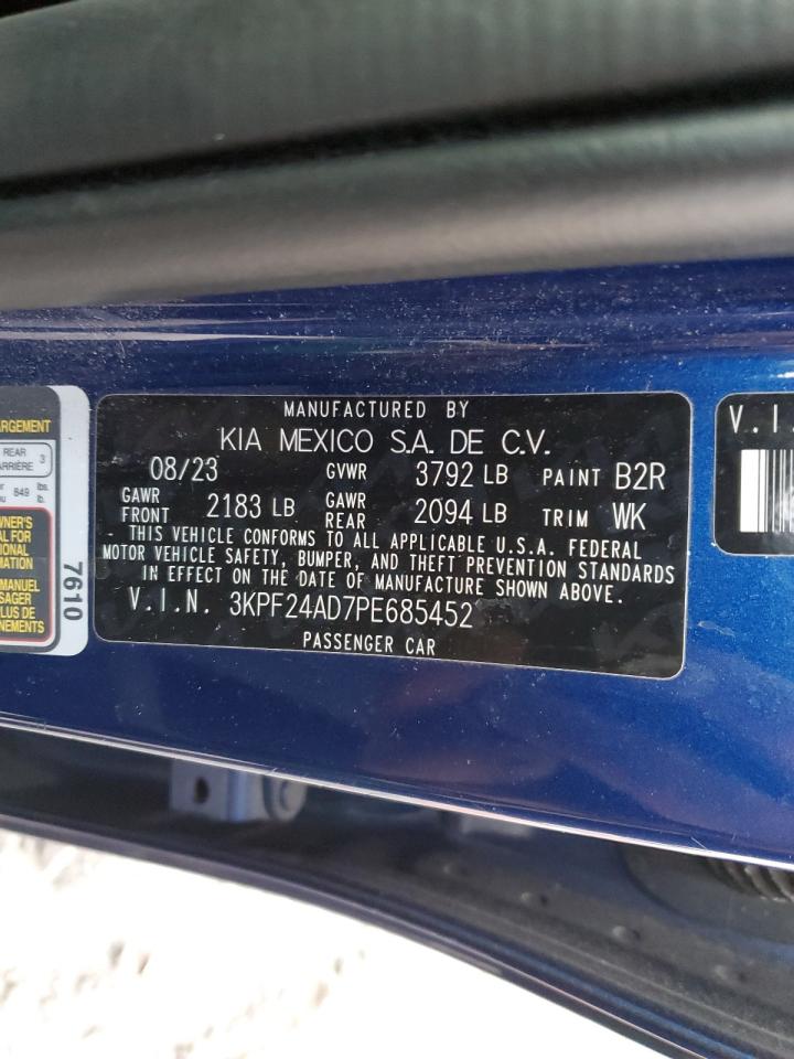 2023 KIA FORTE LX VIN:3KPF24AD7PE685452