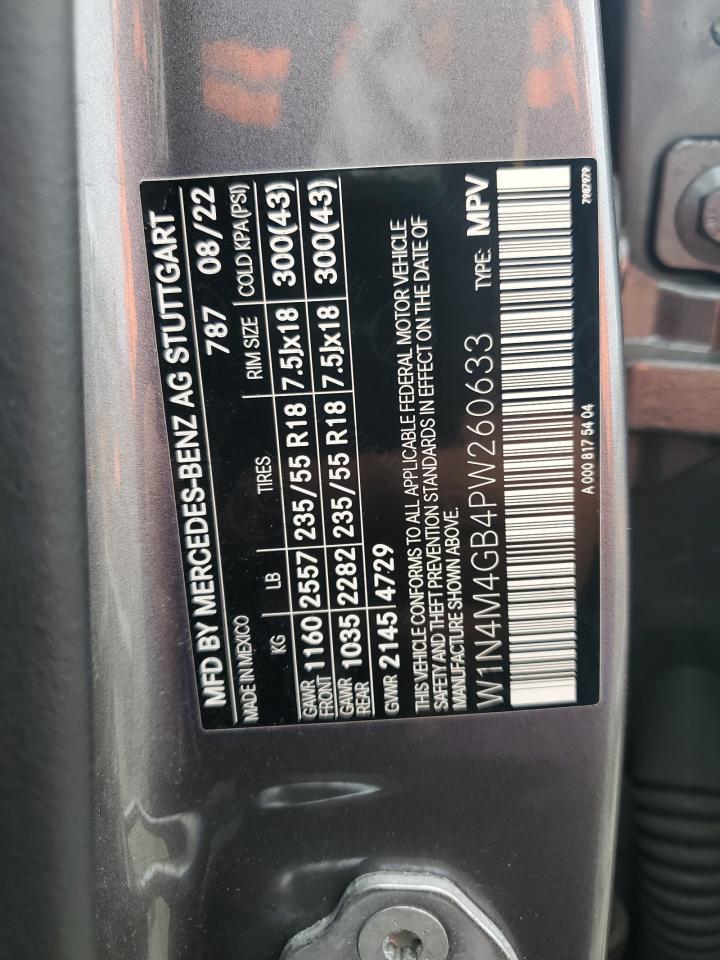 2023 MERCEDES-BENZ GLB 250 VIN:W1N4M4GB4PW260633