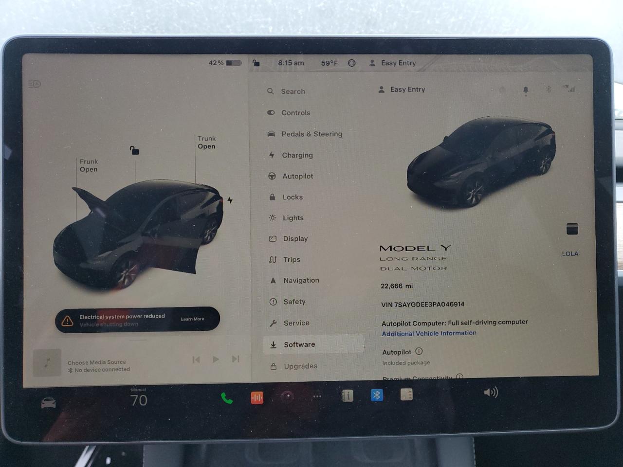 2023 TESLA MODEL Y  VIN:7SAYGDEE3PA046914