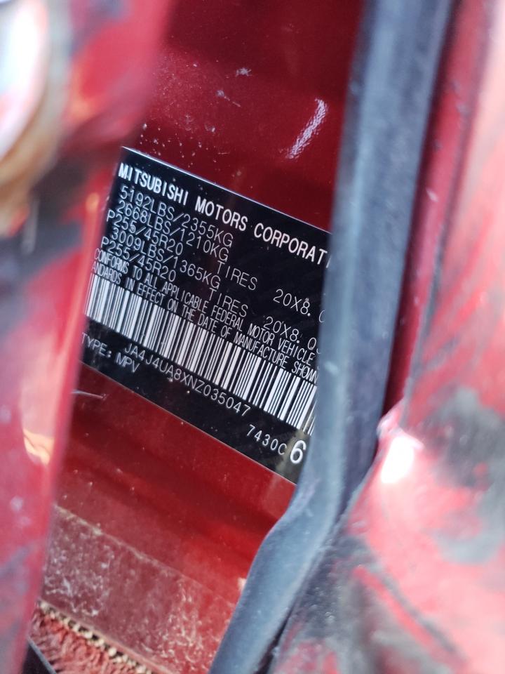 2022 MITSUBISHI OUTLANDER SE VIN:JA4J4UA8XNZ035047