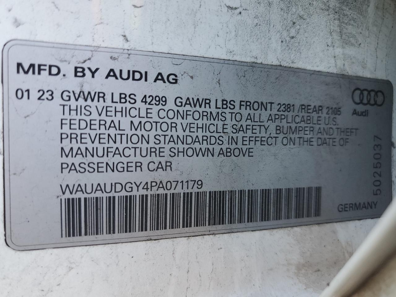 2023 AUDI A3 PREMIUM VIN:WAUAUDGY4PA071179