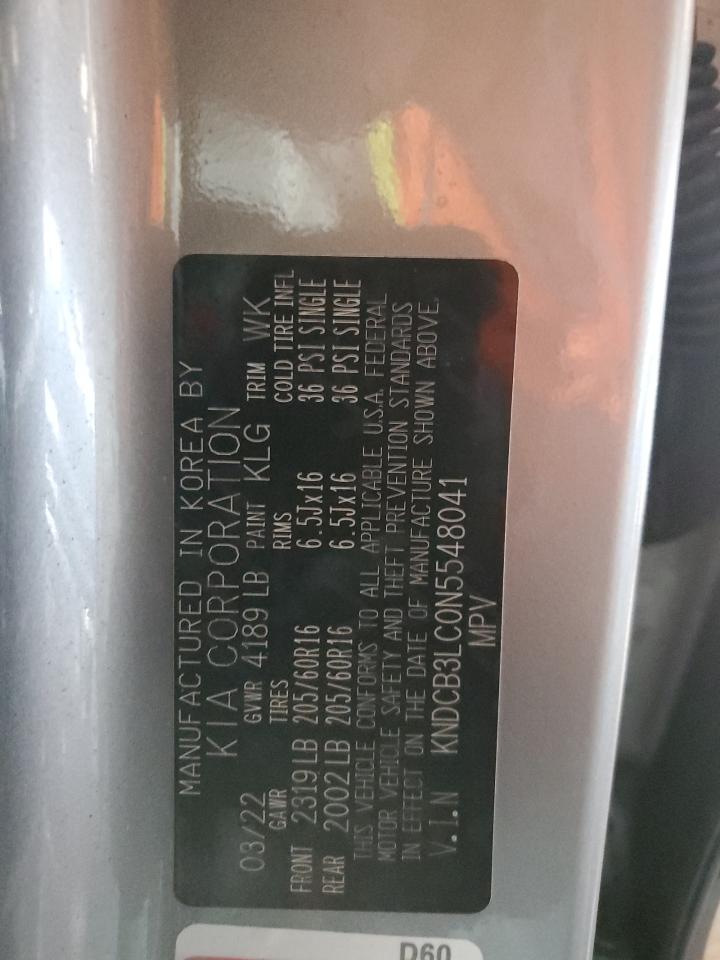 2022 KIA NIRO LX VIN:KNDCB3LC0N5548041