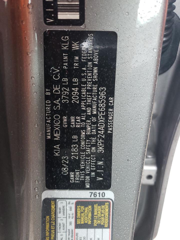 2023 KIA FORTE LX VIN:3KPF24ADXPE685963