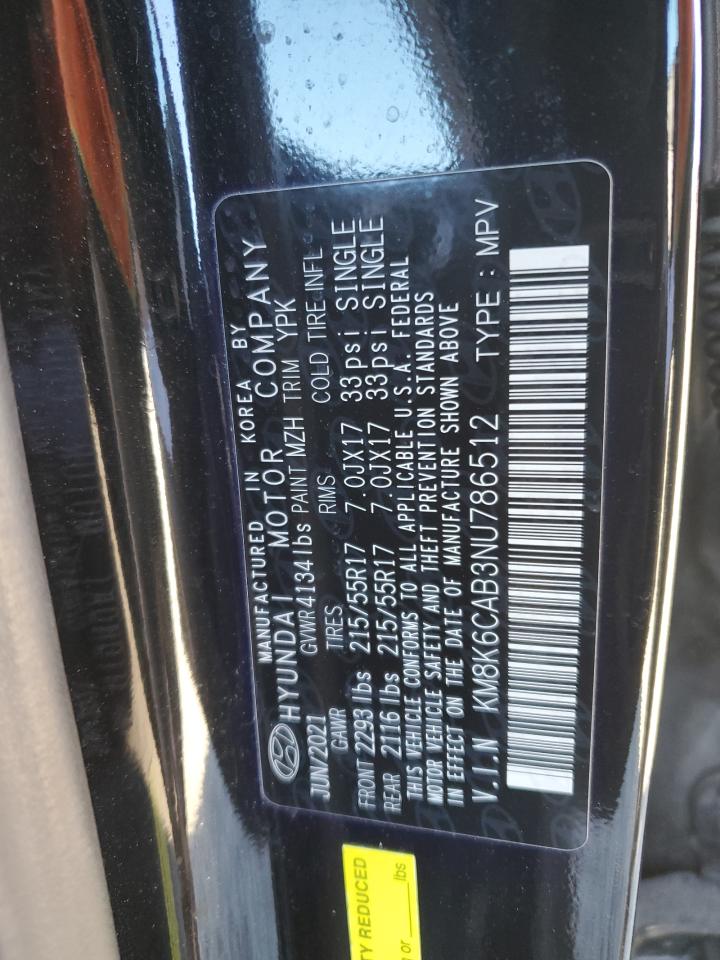 2022 HYUNDAI KONA SEL VIN:KM8K6CAB3NU786512