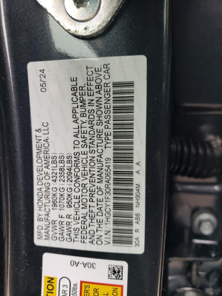 2024 HONDA ACCORD EX VIN:1HGCY1F30RA065419