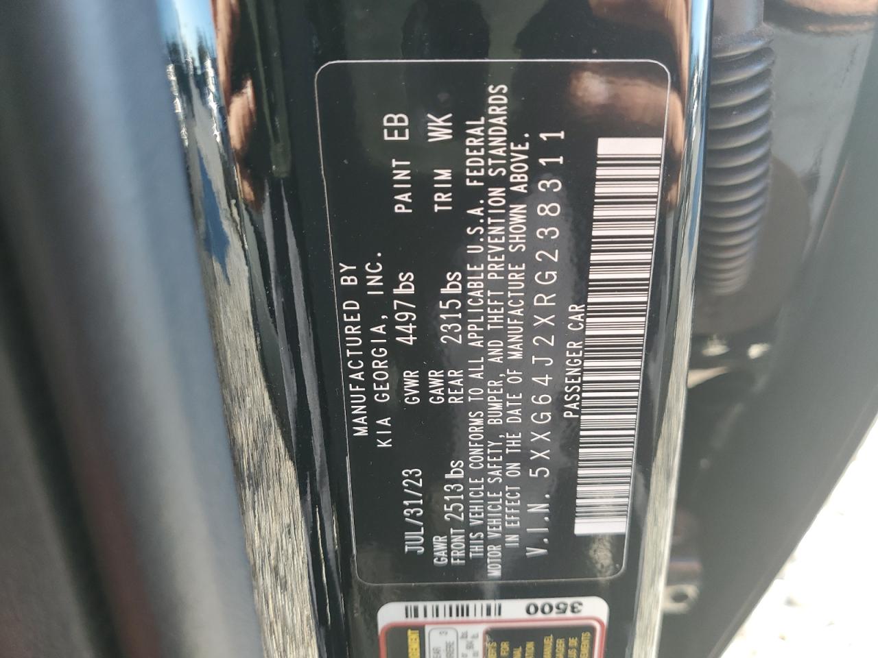 2024 KIA K5 GT LINE VIN:5XXG64J2XRG238311