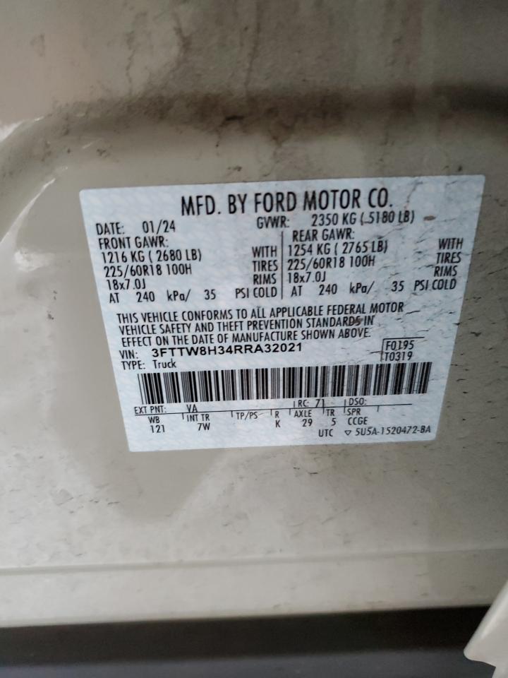 2024 FORD MAVERICK XLT VIN:3FTTW8H34RRA32021