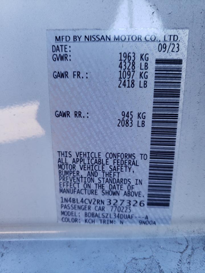 2024 NISSAN ALTIMA SR VIN:1N4BL4CV2RN327326