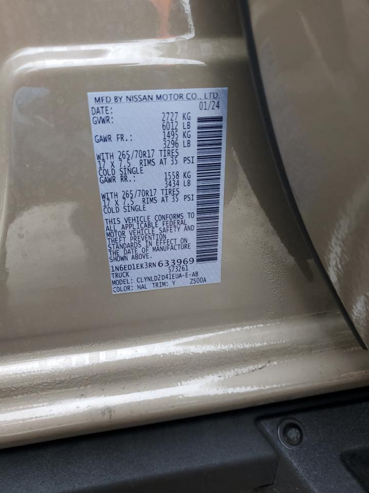 2024 NISSAN FRONTIER S VIN:1N6ED1EK3RN633969